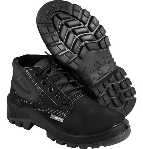 Botina amarrar bico plástico nobuck preto new prime 50B26-CB-BP CA 45611 Marluvas 700457