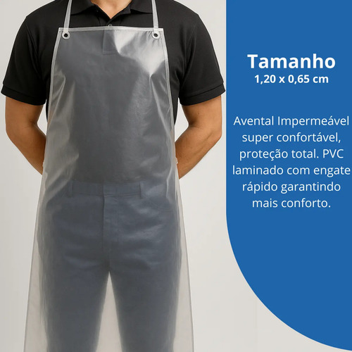 Avental vinil 020 incolor 1,20X0,65cm tiras soldada com engate Ref. 110 CA 28444 Brascamp