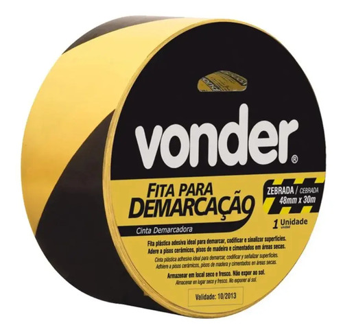 Fita demarcação adesiva 48mm 30 metros zebrada Vonder 1065504372
