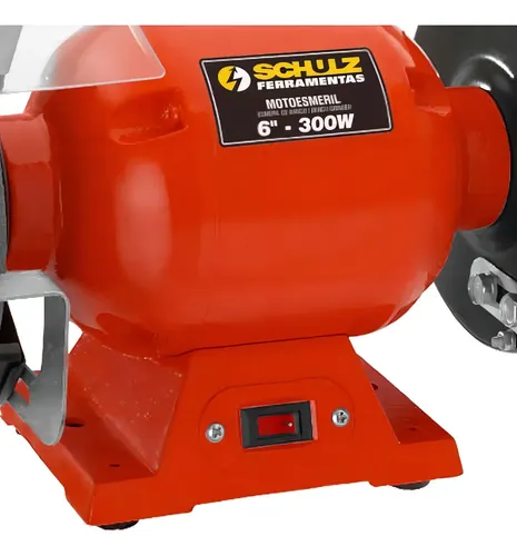 Motoesmeril Bancada 6pol com Motor Elet 300W 127V 60Hz Rebolo 6pol Desbaste Metal Schulz 91102540