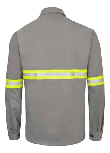 4443.SAM3.0815 Camisa gola de padre manga longa com elástico punho e refletivo amarelo NR10 CA 49242 Guardian