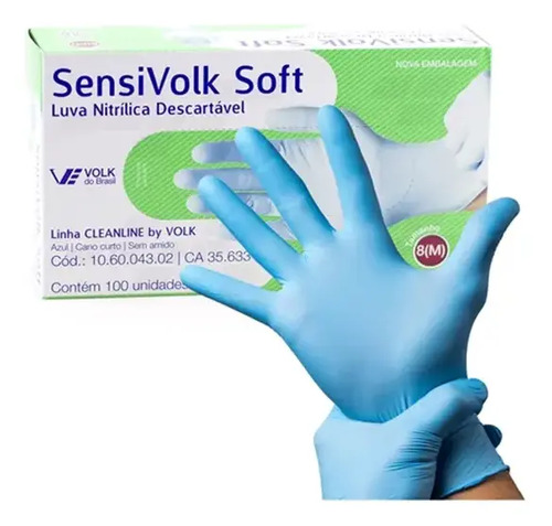 Luva nitrilica sensi soft azul sem amido Volk CA 46249 106004302
