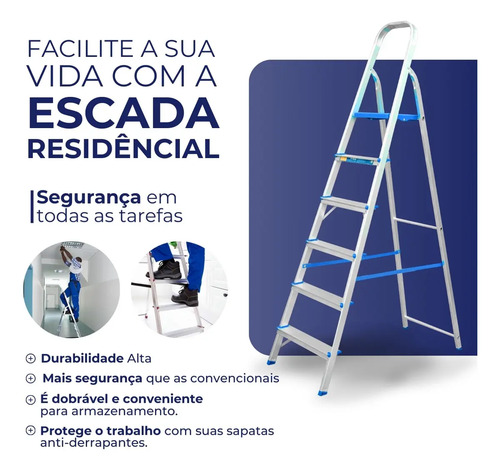 Escada residencial 6 degraus alumasa
