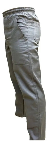 Calça em brim pesado cinza com zíper Kremsi Uniformes