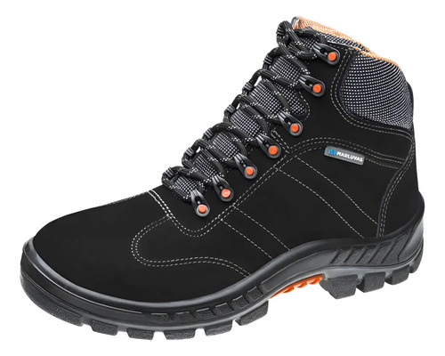 Botina amarrar bico pvc 75BPR29MSPBP nobuck preto 700347 new prime CA 41369 Marluvas
