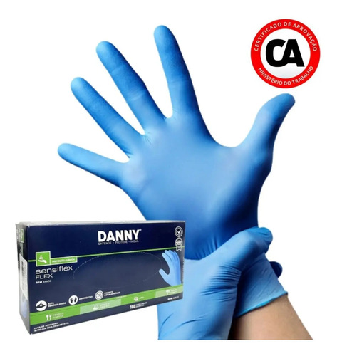Luva nitrilica sensiflex flex sem amido CA 42979 Danny DA-90200