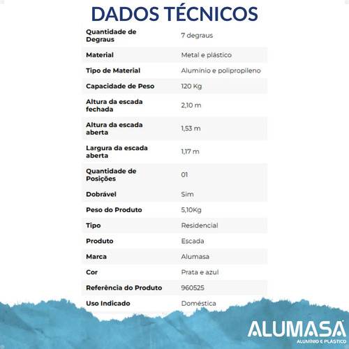 Escada residencial 7 degraus alumasa