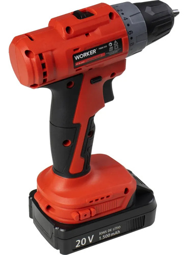 Parafusadeira 20v impacto 1 bateria brushless 363471 Worker