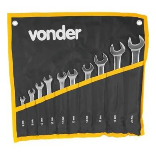Chave combinada jogo com 10 peças 6 a 22mm crv cromada Vonder 3735062200