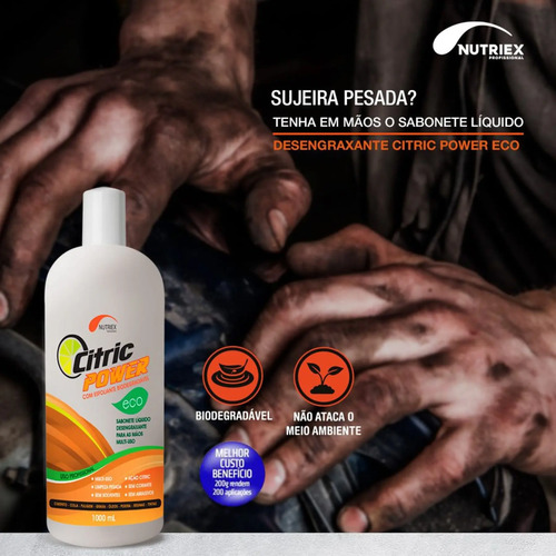 Sabonete liquido desengripante citric power eco com esfoliante Nutriex 1 litro