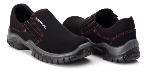 Sapato de segurança microfibra preto e vermelho W010021S2 CA 31090 Estival