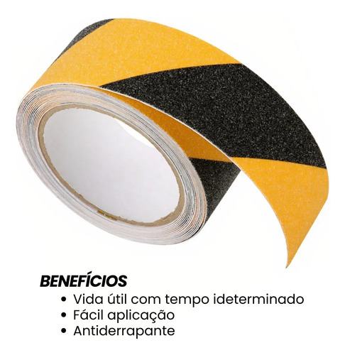 Fita antiderrapante 50mm 5 metros amarela/preta Plastcor 600.31403