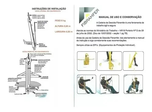 Cadeirinha suspensa para trabalho em altura Fibramfer 001