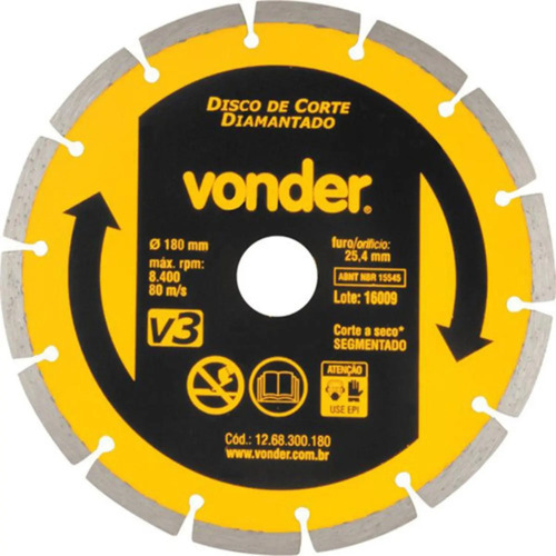 Disco diamantado 180mm V3 Vonder 1268300180