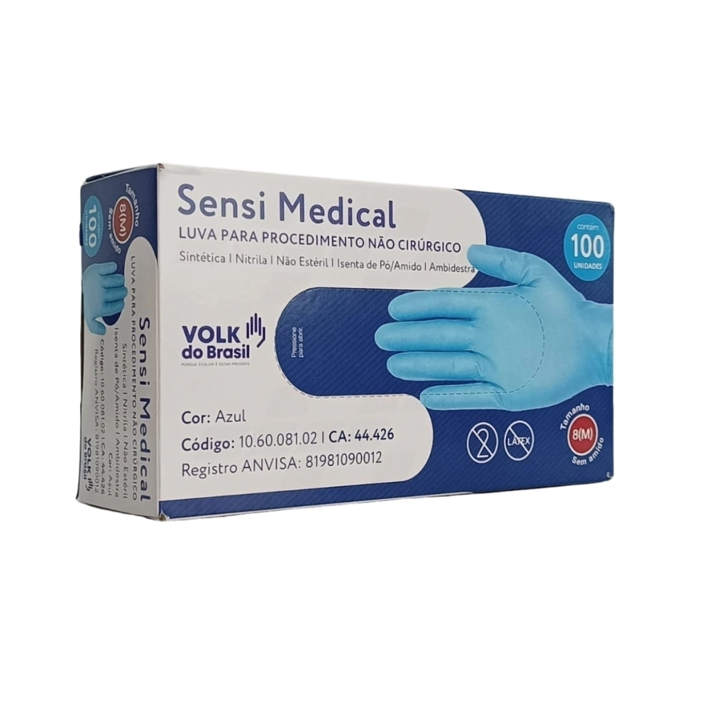 Luva sensi medical nitrílica azul CA 44426 Volk 106008102