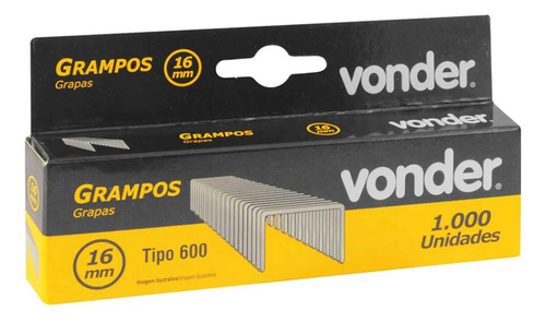 Grampos tipo 600 16mm caixa com 1000 unidades Vonder 2898916016