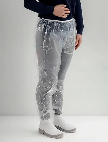 Calça de polietileno transparente descartável com elástico CA 30355 Prevemax