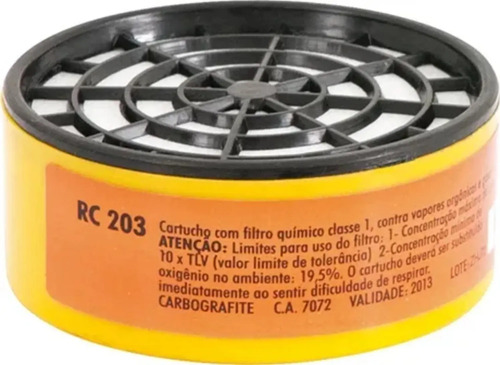 Filtro RC 203 Carbografite CA 7072 pra respirador CG 306 012120412