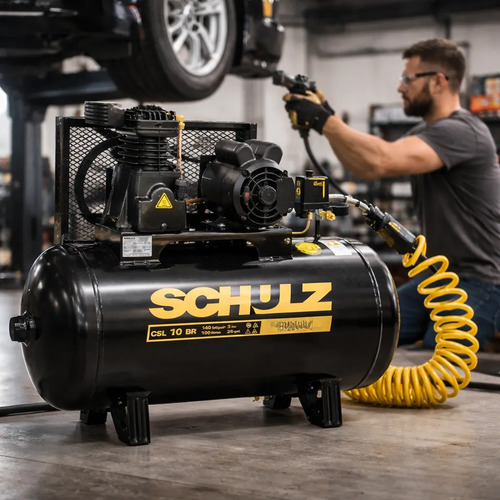 Compressor de Ar Estacionário Pistão CSL10BRAVO 100 I Motor Monofásico Aberto 2CV 127/254V 2P60Hz Rural Schulz 92178850