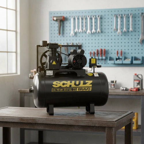 Compressor de Ar Estacionário Pistão CSL10BRAVO 100 I Motor Monofásico Aberto 2CV 127/254V 2P60Hz Rural Schulz 92178850