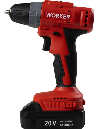 Parafusadeira 20v impacto 1 bateria brushless 363471 Worker