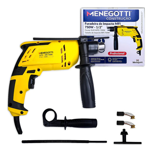Furadeira De Impacto Mfi 750w 60hz Menegotti 127v Cor Amarelo 220v