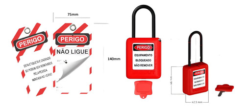 Cadeado plástico NR10 vermelho 38mm (1 chave) CPVM140CD Tagout