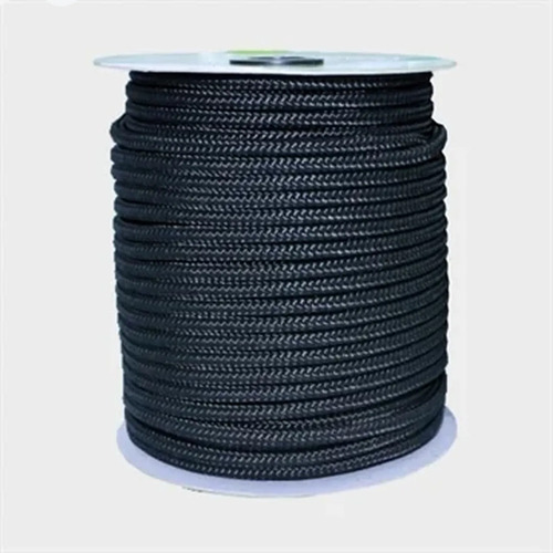 Corda carretel trançada 12mm metro preta pet vila 25724