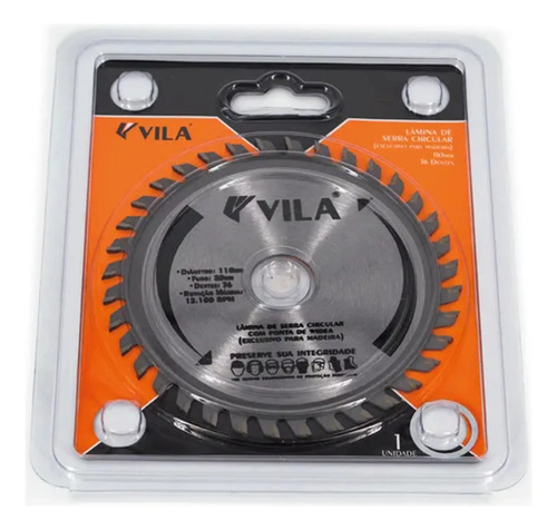 Disco lamina pra serra circular Vila 21034 36 dentes 110mm