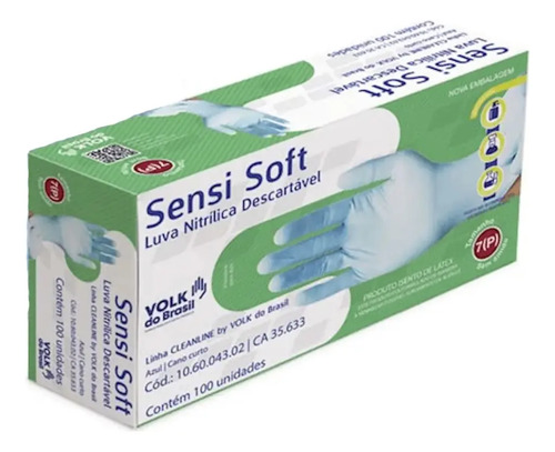 Luva nitrilica sensi soft azul sem amido Volk CA 46249 106004302