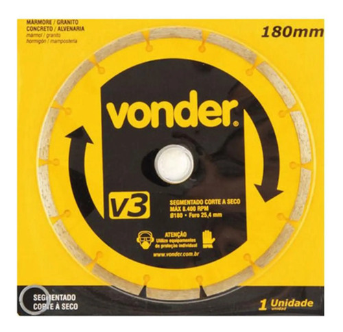Disco diamantado 180mm V3 Vonder 1268300180