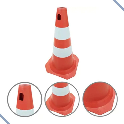 Cone de sinalização laranja e branco 50cm Plastcor 700.01283