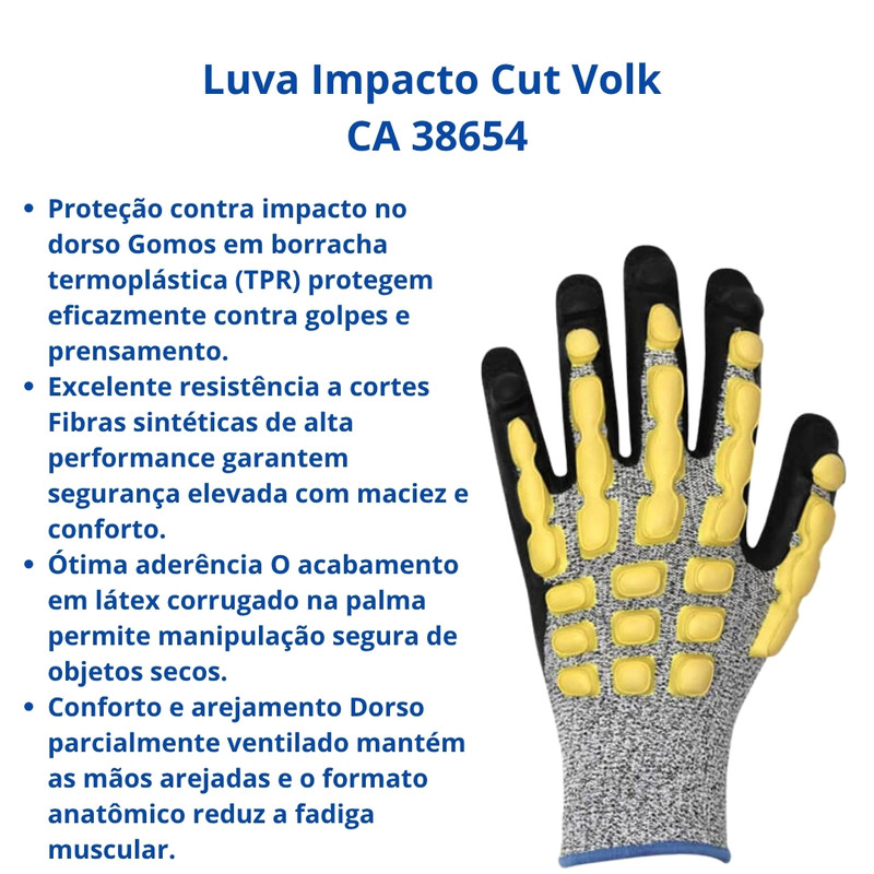 Luva de impacto cut CA 38654 Volk 101506659 tamanho