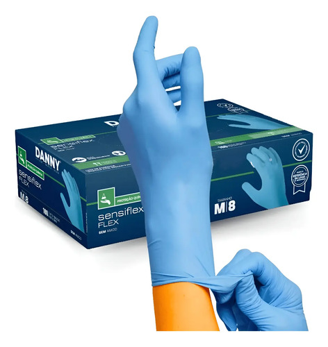 Luva nitrilica sensiflex flex sem amido CA 42979 Danny DA-90200