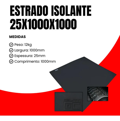 Estrado isolante elétrico classe 2 25,00X1000X1000 mm