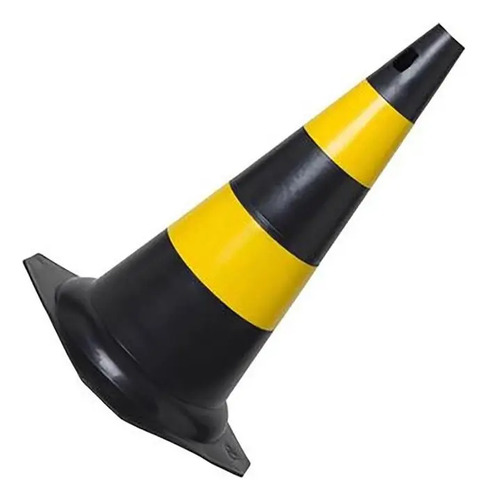 Cone rígido preto e amarelo 75cm Kteli