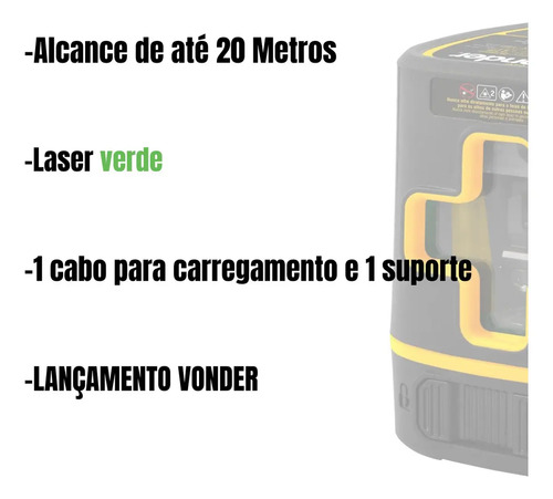 Nivel laser 20m recarregavel nlr020 vonder