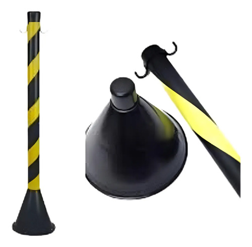 Pedestal plástico zebrado preto/amarelo 90cm desmontado Plastcor 700.10848