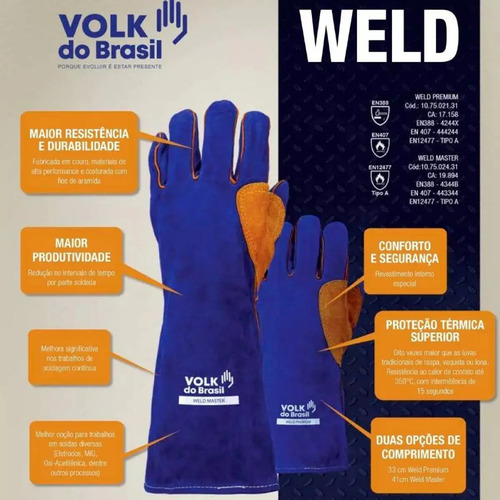 Luva térmica solda weld master CA 19894 Volk 107502431