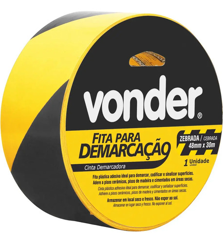 Fita demarcação adesiva 48mm 30 metros zebrada Vonder 1065504372