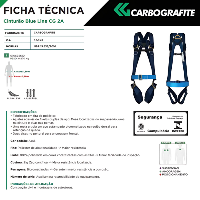 Cinturão de segurança CG2A 1 ponto 1S Carbografite 010692810