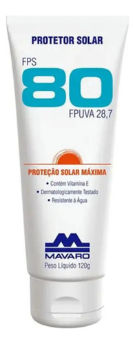 Protetor solar FPS 80 120 gramas Mavaro