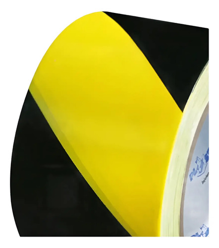 Fita de demarcação preto/amarelo 48mm 30 metros Plastcor