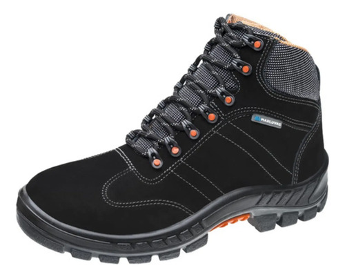 Botina amarrar bico pvc 75BPR29MSPBP nobuck preto 700347 new prime CA 41369 Marluvas