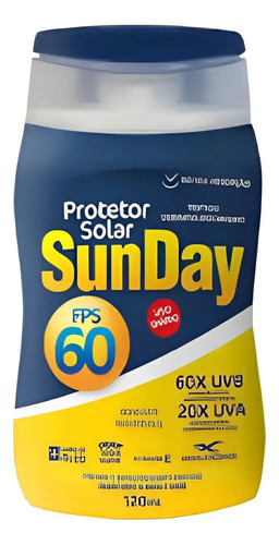 Protetor solar FPS 60 1/3 uva 120ml sunday 62059