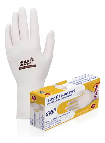 Luva de latex descartável Volk com talco CA 15112 106107806
