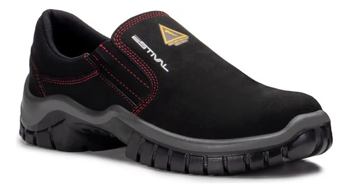 Sapato de segurança microfibra preto e vermelho W010021S2 CA 31090 Estival