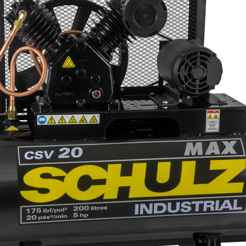 Compressor de Ar Estacionário Pistão CSV20MAX 200 I Motor Monofásico Aberto Industrial 5CV 220V 2P60Hz Schulz 92293030