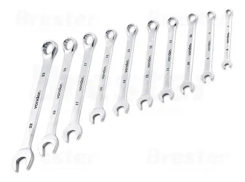 Chave combinada jogo com 10 peças 6 a 22mm crv cromada Vonder 3735062200