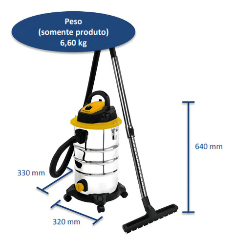 Aspirador Industrial Profissional MAP30 1400W Monofasico 220V 50/60HZ Menegotti 40861802